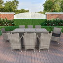 Supfirm 9 piece Outdoor Patio Wicker Dining Set Patio Wicker Furniture Dining Set Glass Top Grey