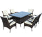 Supfirm Patio 7-Piece Rectangular Dining Set with 6 Dining Chairs (Brown &Beige Cushion )