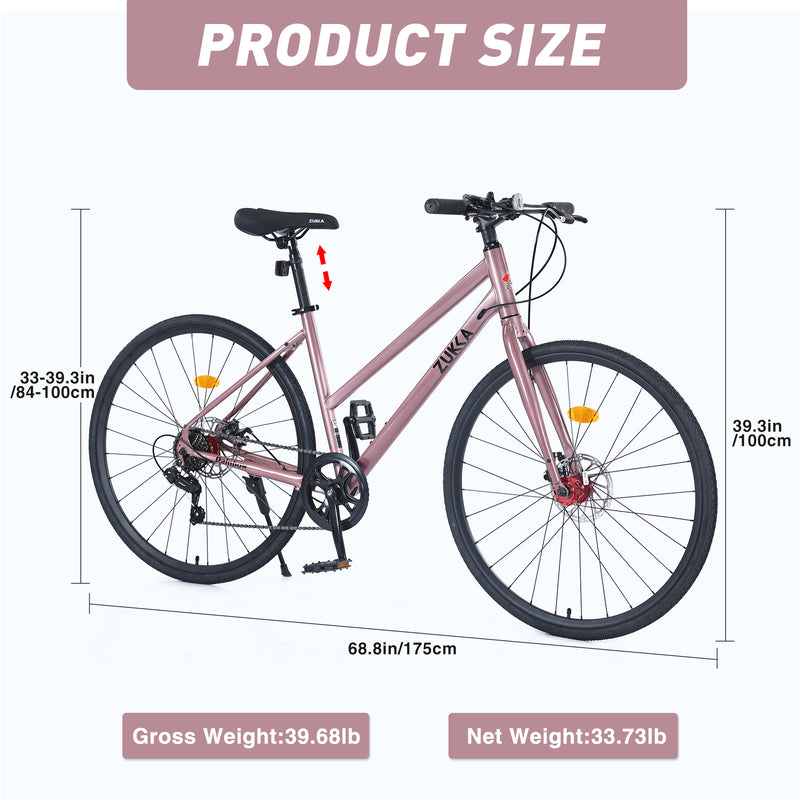 Supfirm 7 Speed Hybrid bike Disc Brake 700C Road Bike For men women's City Bicycle