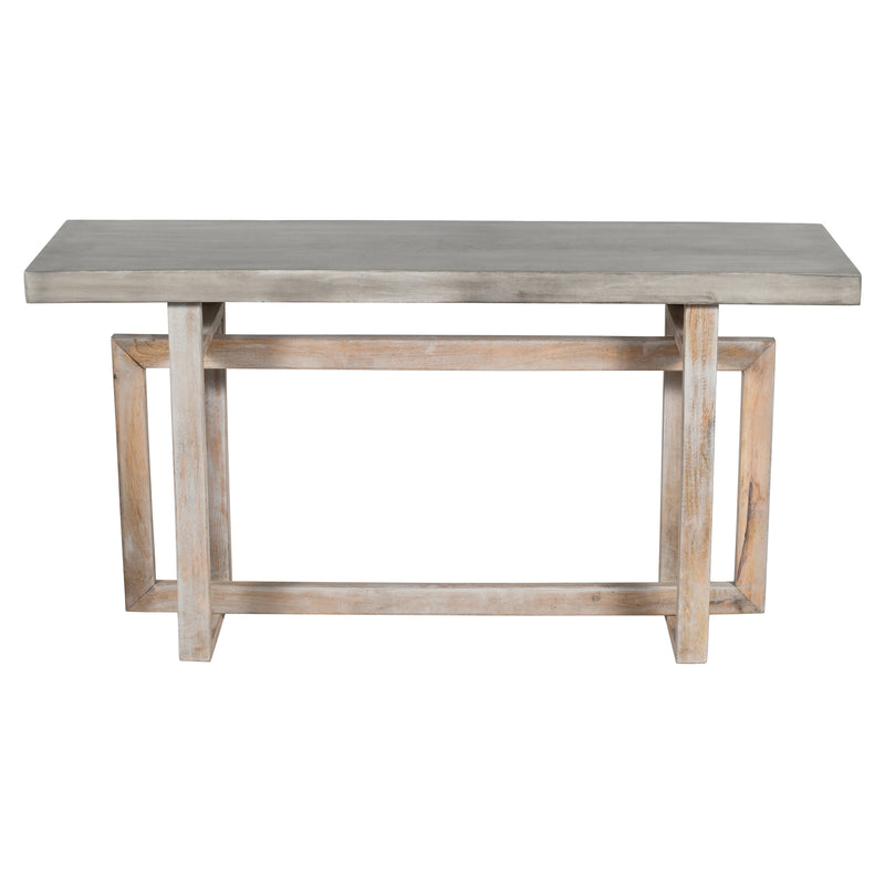 Supfirm 59 Inch Artisan Sideboard Console Table with Geometric Interlocked Base, Distressed Matte Gray