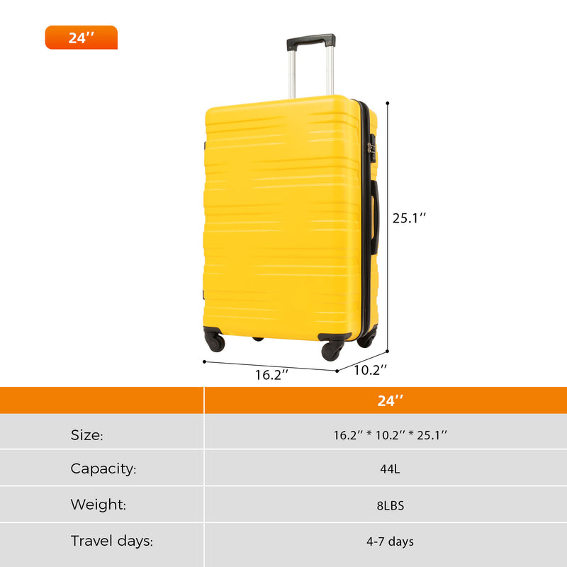 Supfirm Merax Luggage with TSA Lock Spinner Wheels Hardside Expandable Luggage Travel Suitcase Carry on Luggage ABS 24"