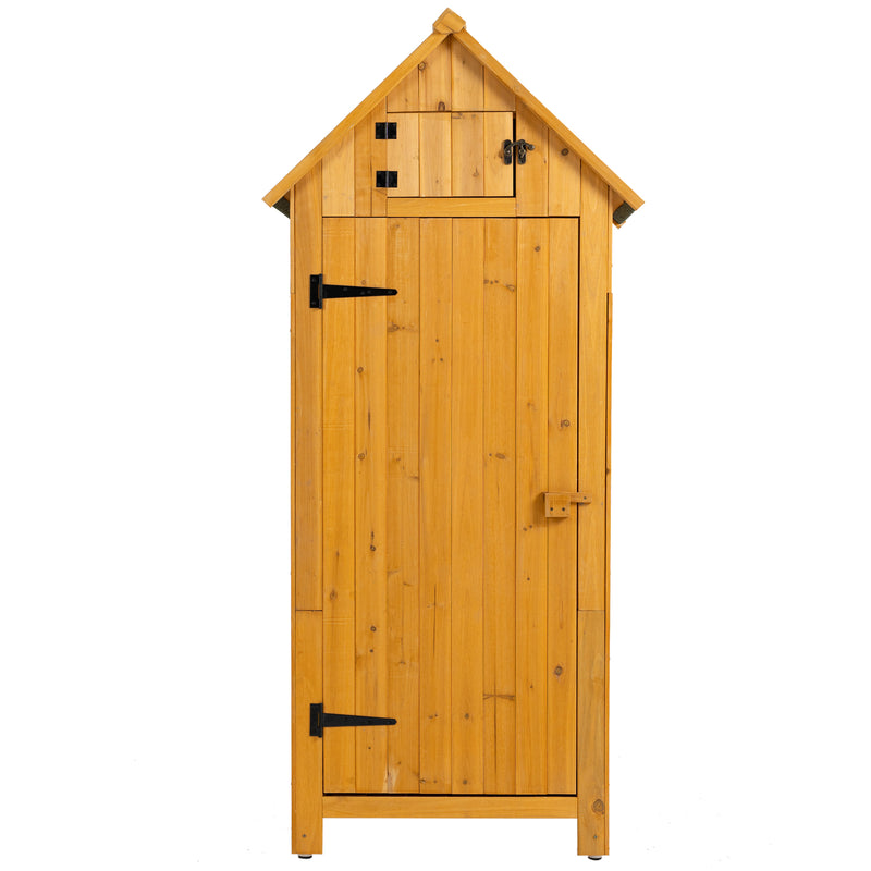 Supfirm 30.3"L X 21.3"W X 70.5"H Outdoor Storage Cabinet Tool Shed Wooden Garden Shed  Natural