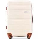 Supfirm Luggage Sets New Model Expandable ABS Hardshell 3pcs Clearance Luggage Hardside Lightweight Durable Suitcase sets Spinner Wheels Suitcase with TSA Lock 20''24''28''(ivory and brown)