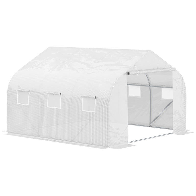 Supfirm 11.5' x 10' x 6.5' Outdoor Walk-in Greenhouse, Tunnel Green House with Roll-up Windows, Zippered Door, PE Cover, Heavy Duty Steel Frame, White