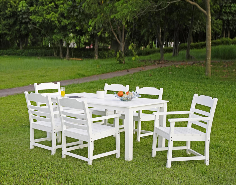 Supfirm HIPS Patio Furniture Dining Chair and Table, 5 Pieces(4 dining chairs+1 dining table) Backyard Conversation Garden Poolside Balcony White