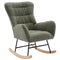 Supfirm Nursery Rocking Chair, Teddy Upholstered Glider Rocker, Rocking Accent Chair with High Backrest, Comfy Rocking Accent Armchair for Living Room, Bedroom, Offices, GREEN