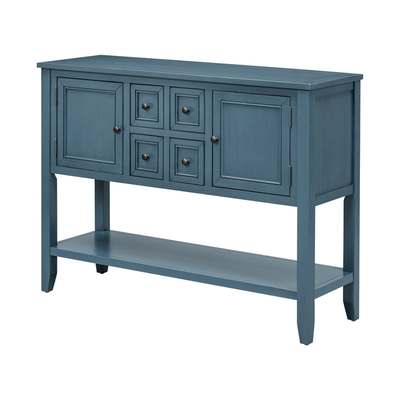 Supfirm TREXM Cambridge Series  Ample Storage Vintage Console Table with Four Small Drawers and Bottom Shelf for Living Rooms, Entrances and Kitchens (Light Navy, OLD SKU: WF190263AAH)