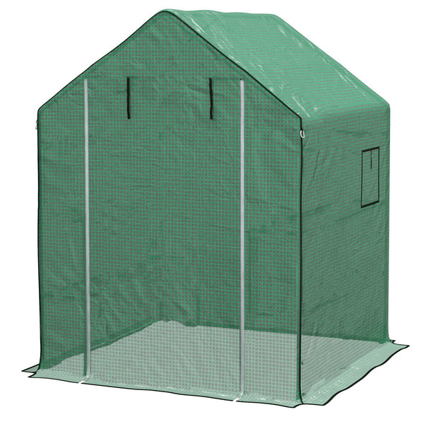 Supfirm 1 Piece Walk-in Greenhouse Replacement Cover for 01-0472 w/ Roll-up Door and Mesh Windows, 55"x56.25"x74.75" Reinforced Anti-Tear PE Hot House Cover (Frame Not Included), Green