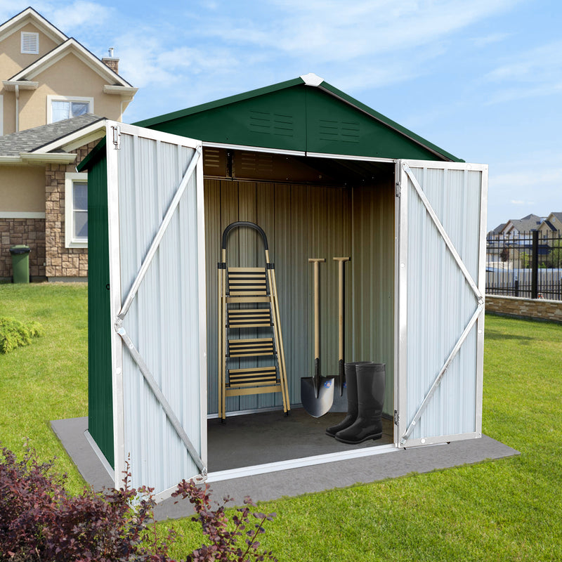 Supfirm Outdoor storage sheds 4FTx6FT Apex roof Green+White