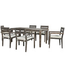 Supfirm U_Style  Acacia Wood Outdoor Dining Table And Chairs Suitable For Patio, Balcony Or Backyard