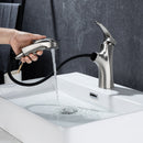 Supfirm Pull Out Bathroom Faucet, Single Hole Bathroom Sink Faucet with 3 Modes Pull Down Sprayer, One Handle Modern Vanity Faucet, Farmhouse Lavatory Faucet