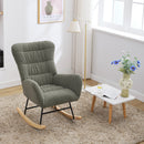 Supfirm Nursery Rocking Chair, Teddy Upholstered Glider Rocker, Rocking Accent Chair with High Backrest, Comfy Rocking Accent Armchair for Living Room, Bedroom, Offices, GREEN