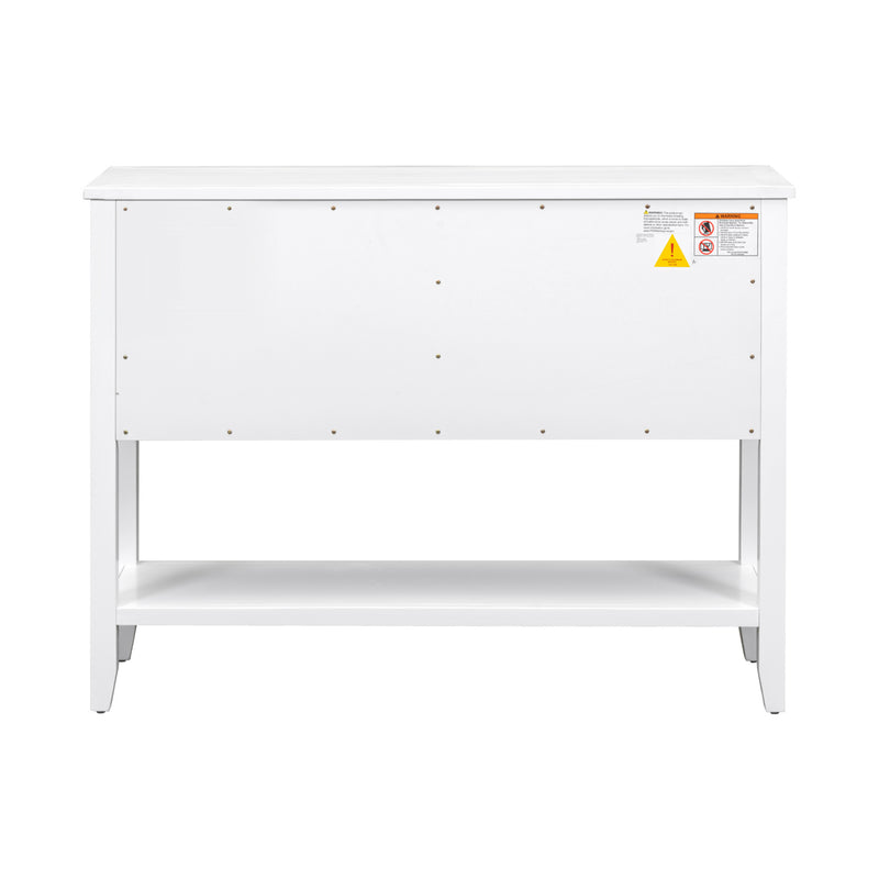 Supfirm TREXM Cambridge Series  Ample Storage Vintage Console Table with Four Small Drawers and Bottom Shelf for Living Rooms, Entrances and Kitchens (White, OLD SKU: WF190263AAA)