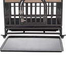 37in Heavy Duty Dog Crate, Furniture Style Dog Crate with Removable Trays and Wheels for High Anxiety Dogs - Supfirm