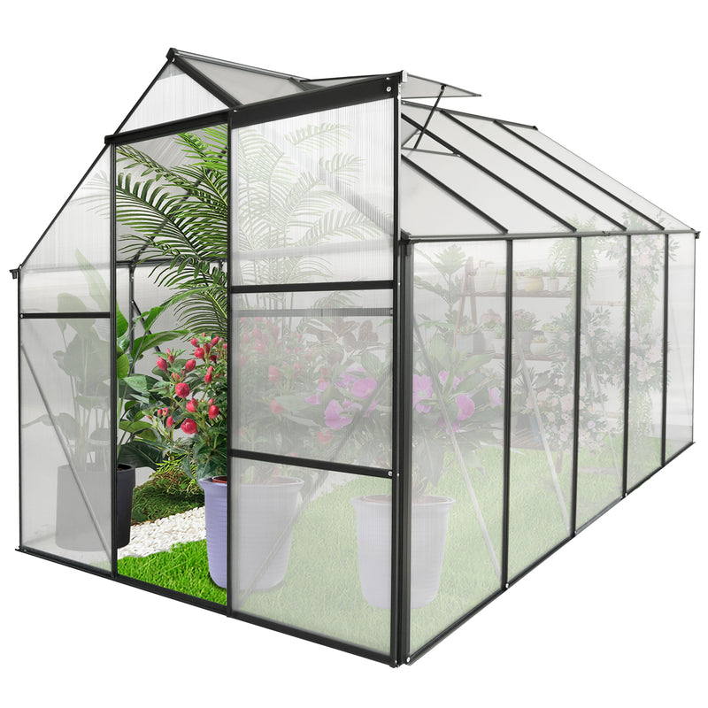 Supfirm 6x10 FT Polycarbonate Greenhouse Raised Base and Anchor Aluminum Heavy Duty Walk-in Greenhouses for Outdoor Backyard in All Season