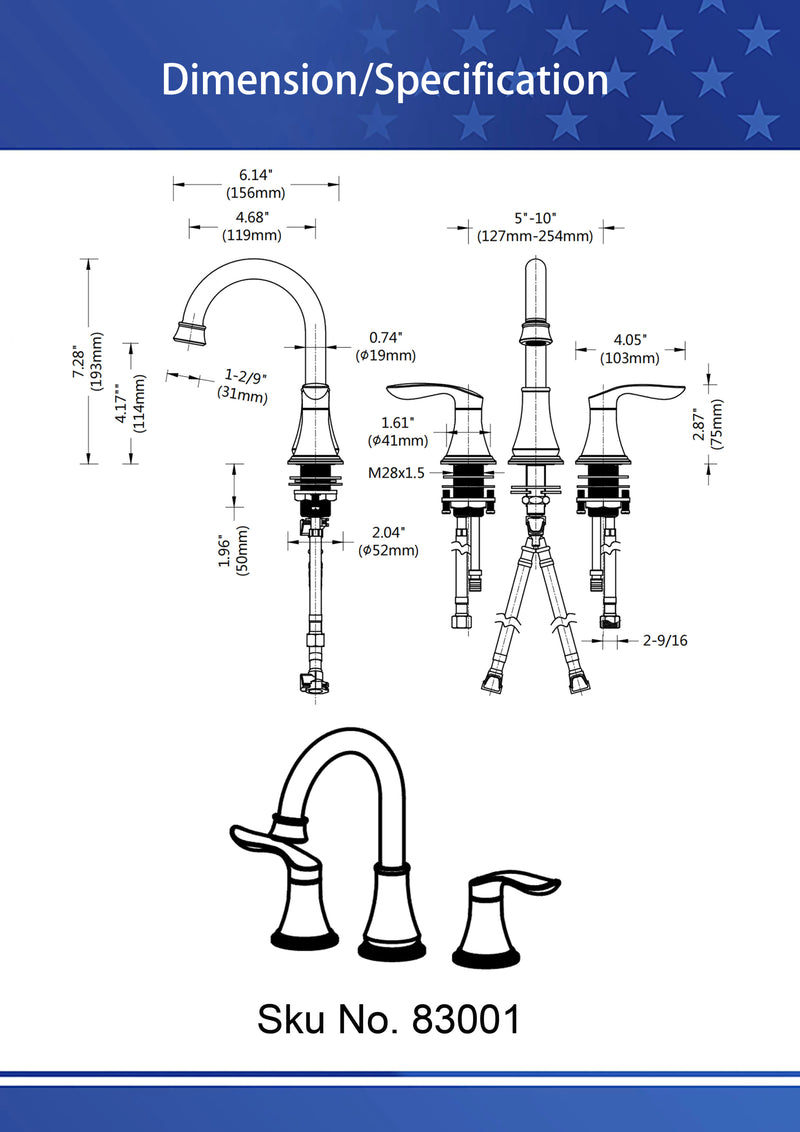 Supfirm Widespread Bathroom Faucet With Drain Assembly