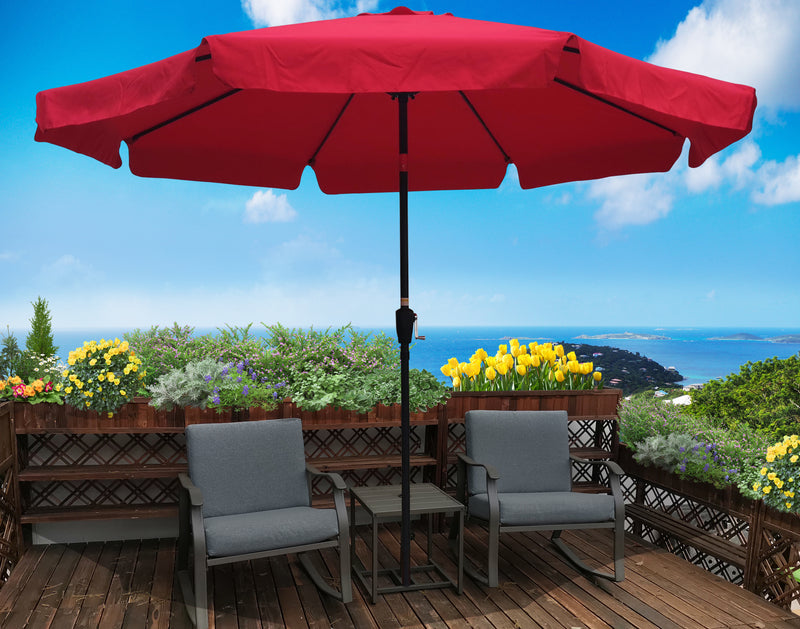 Supfirm 10ft Patio Umbrella Market  Round Umbrella Outdoor Garden  Umbrellas with Crank and Push Button Tilt for Garden Backyard Pool Shade Outside