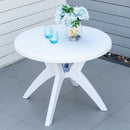 Supfirm 36.25" Dia Round Plastic Patio Table with Umbrella Hole, Outdoor Bistro Dining Table, for Bar, Garden, Backyard, Poolside, Yard, White