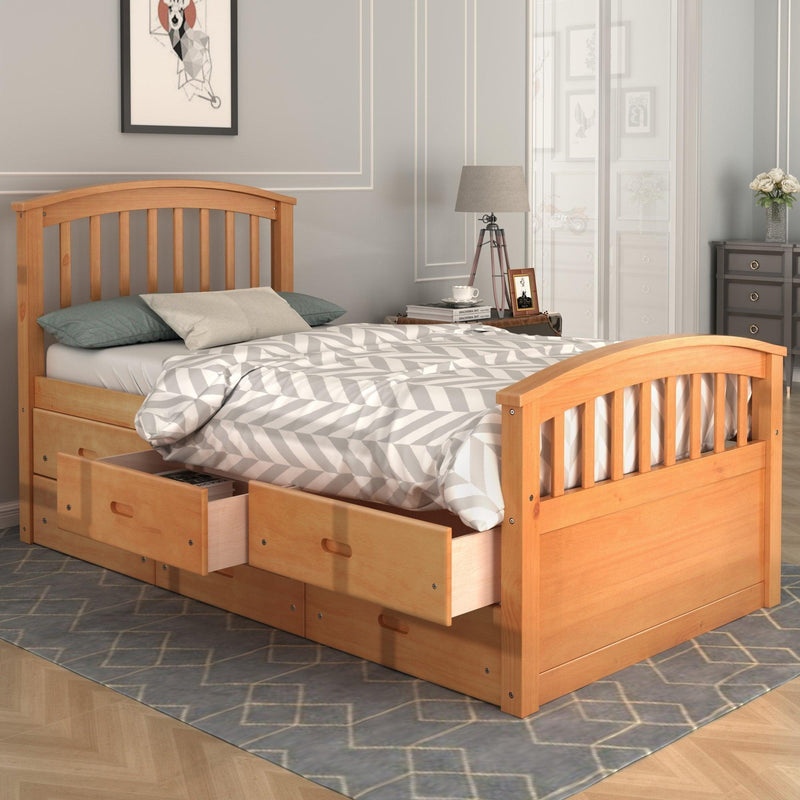 ORISFUR. Twin Size Platform Storage Bed Solid Wood Bed with 6 Drawers - Supfirm