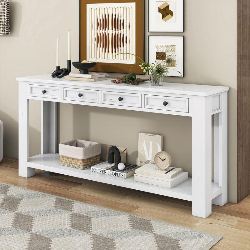 Supfirm TREXM Console Table/Sofa Table with Storage Drawers and Bottom Shelf for Entryway Hallway(Antique White)