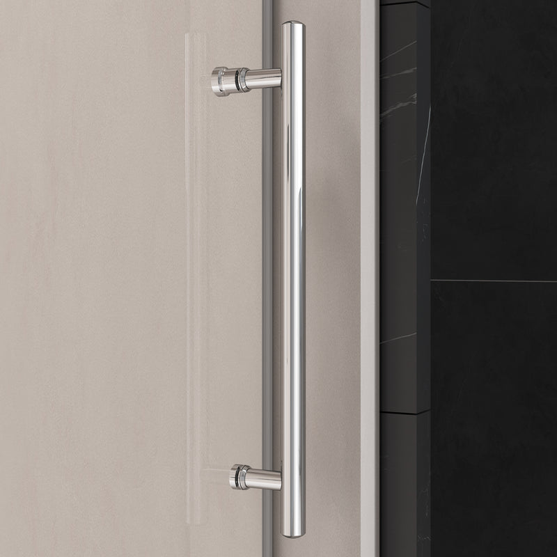 Supfirm 56'' - 60'' W x 60'' H Single Sliding Frameless Tub Shower Door With 3/8 Inch (10mm) Clear Glass in Chrome