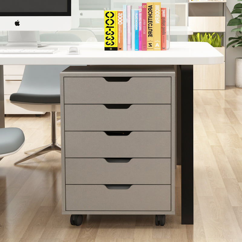 Supfirm The filing cabinet has five drawers, a small rolling filing cabinet, a printer rack, an office locker, and an office pulley movable filing cabinet  white Gray