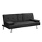 sofa bed with Armrest two holders WOOD FRAME, STAINLESS LEG, FUTON BLACK PVC - Supfirm