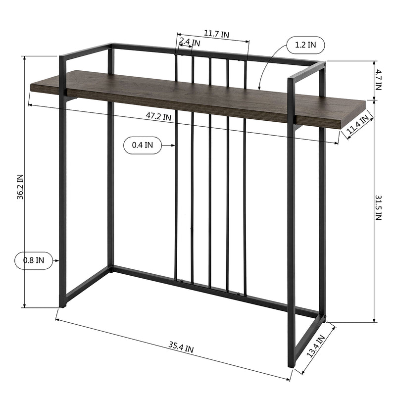 Supfirm 47.2" L Square Console Table - WALNUT & BLACK