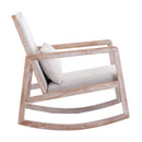 Supfirm Solid wood linen fabric antique white wash painting rocking chair with  removable lumbar pillow