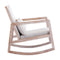 Supfirm Solid wood linen fabric antique white wash painting rocking chair with  removable lumbar pillow