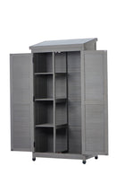 Supfirm Outdoor Storage Cabinet and Metal Top,Garden Storage Shed,Outdoor 68 Inches Wood Tall Shed for Yard and Patio