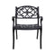 Supfirm 2 Piece Outdoor Dining Chairs, Cast Aluminum Chairs with Armrest, Patio Bistro Chair Set of 2 for Garden, Backyard (Flower pattern 2 Chairs)