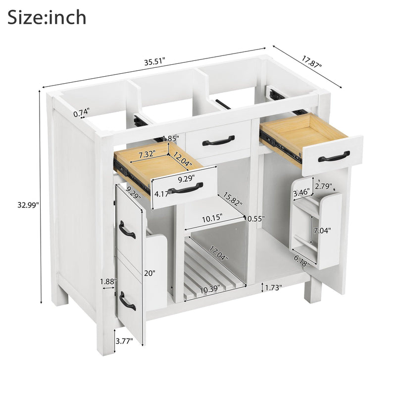 36''Bathroom Vanity without Sink,Modern Bathroom Storage Cabinet with 2 Drawers and 2 Cabinets,Solid Wood Frame Bathroom Cabinet (NOT INCLUDE BASIN) - Supfirm