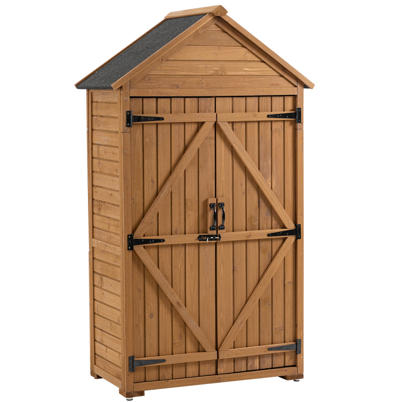 Supfirm Outdoor Storage Cabinet, Garden Wood Tool Shed, Outside Wooden Shed Closet with Shelves and Latch for Yard 39.56"x 22.04"x 68.89"