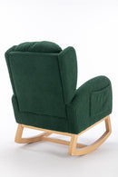 Supfirm 049-Teddy Fabric Rocking Chair With Packet Wood Legs,Green