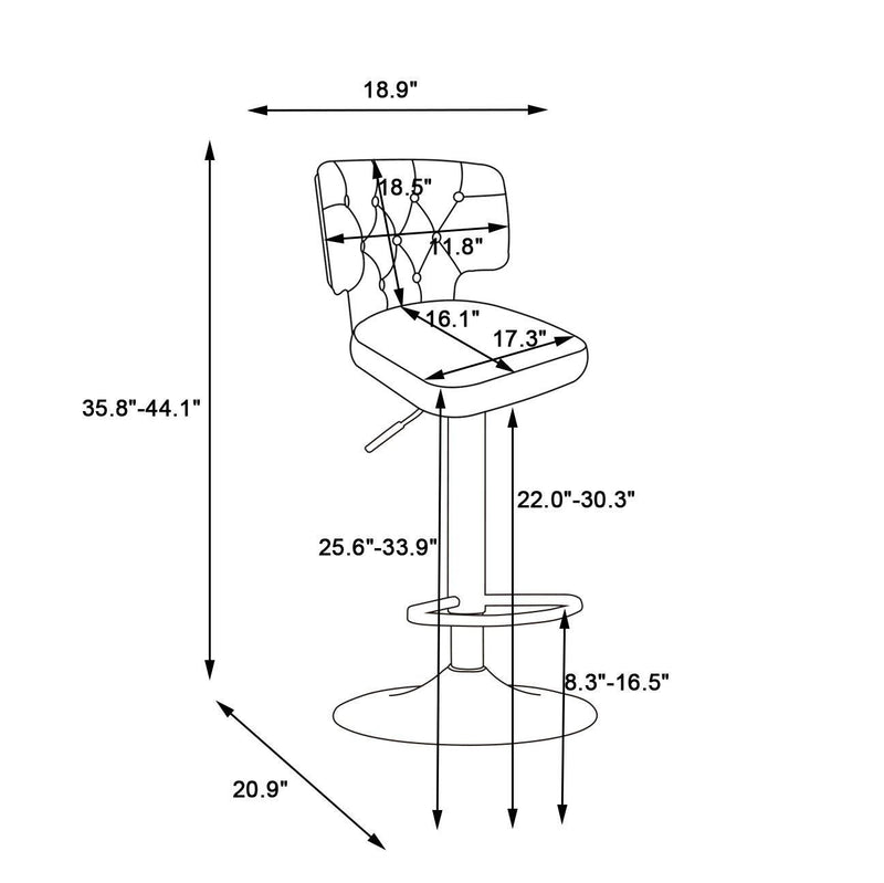 Modern Barstools Bar Height, Swivel Velvet Bar Stool Counter Height Bar Chairs Seat Adjustable Tufted Stool with Back& Footrest for Home Bar Kitchen Island Chair (Emerald, Set of 2) - Supfirm