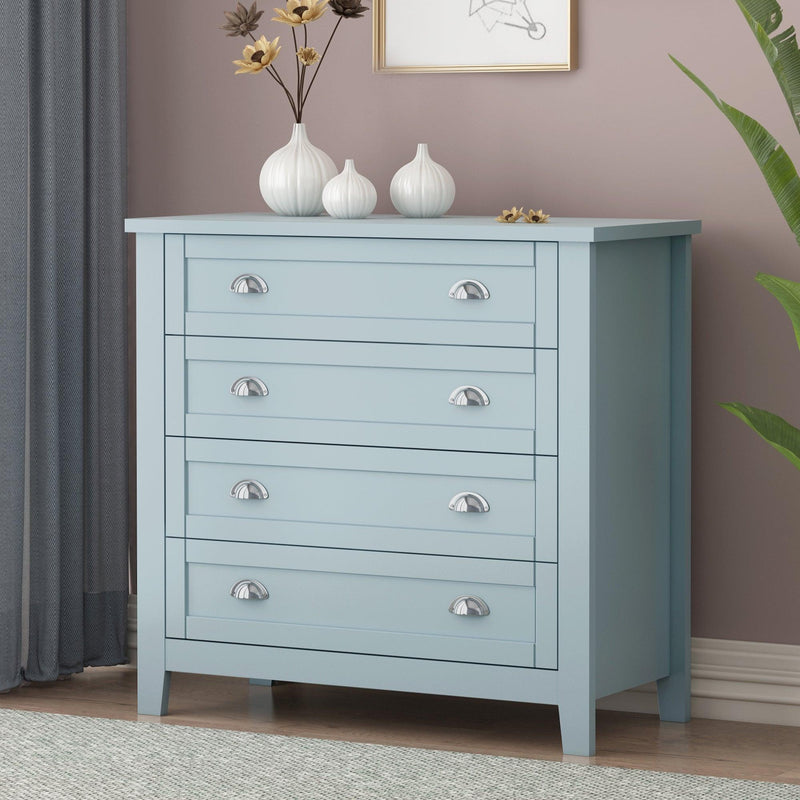 Drawer Dresser BAR CABINET side cabinet,buffet sideboard,buffet service counter, solid wood frame,plasticdoor panel,retro shell handle,applicable to dining room,living room, kitchen corridor,Blue-gray - Supfirm