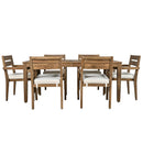 Supfirm U_Style  Acacia Wood Outdoor Dining Table And Chairs Suitable For Patio, Balcony Or Backyard