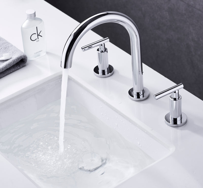 Supfirm Two Handle High Arc Widespread Bathroom Sink Faucet 3 Hole