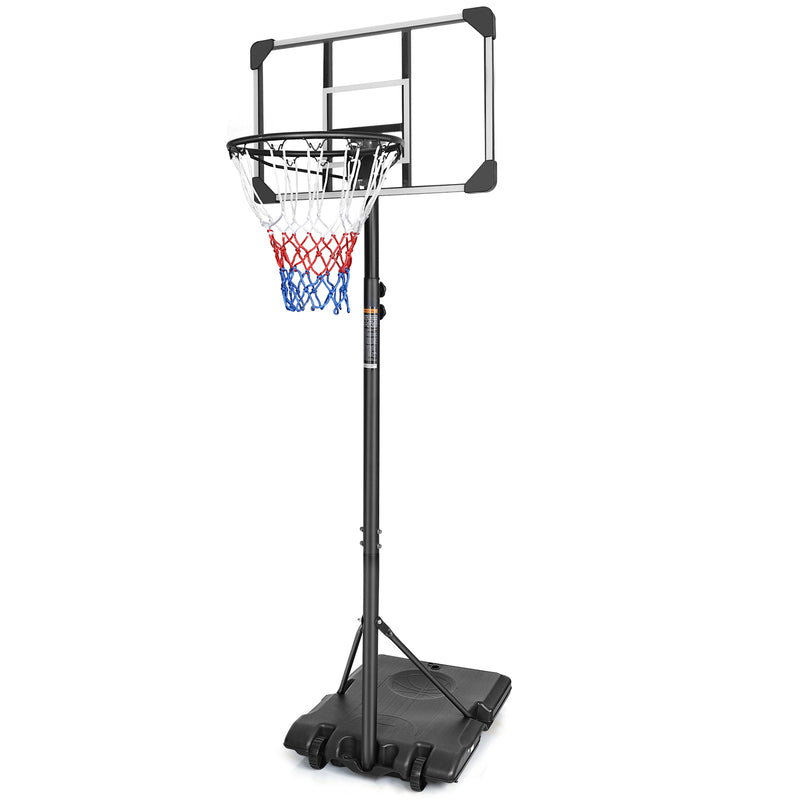 Supfirm Teenagers Youth Height Adjustable 5.6 to 7ft Basketball Hoop 28 Inch Backboard Portable Basketball Goal System with Stable Base and Wheels, use for Indoor Outdoor