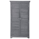 Supfirm TOPMAX Wooden Garden Shed 3-tier Patio Storage Cabinet Outdoor Organizer Wooden Lockers with Fir Wood (Gray Wood Color -Shutter Design)