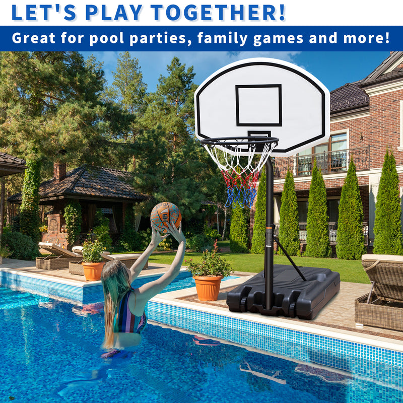 Supfirm Portable Poolside Basketball Hoop Swimming Pool 3.1ft to 4.7ft Height-Adjustable Basketball System Goal Stand for Kids