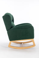 Supfirm 049-Teddy Fabric Rocking Chair With Packet Wood Legs,Green