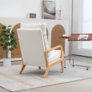 Supfirm 25.2"W Modern Rocking Chair Accent Lounge Armchair Comfy Boucle Upholstered High Back Wooden Rocker for Nursery Living Room Baby Kids Room Bedroom, Ivory