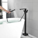 Supfirm Freestanding Bathtub Faucet Tub Filler Matte Black Floor Mount Bathroom Faucets Brass Single Handle with Hand Shower