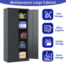 Supfirm 72"H Metal Garage Storage Cabinet, Black Tool Steel Locking Cabinet with Doors and 4 Shelves, Tall Cabinets for Garage Storage Systems Lockable File Cabinet for Home Office, Classroom/Pantry