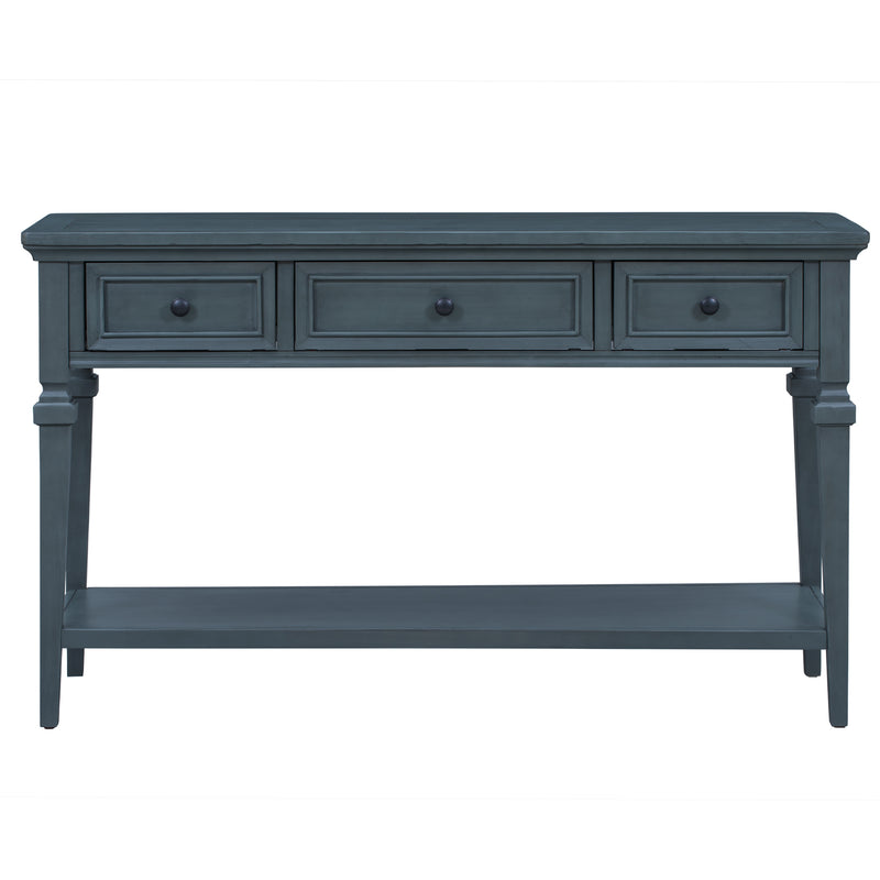 Supfirm TREXM Classic Retro Style Console Table with Three Top Drawers and Open Style Bottom Shelf, Easy Assembly (Navy)