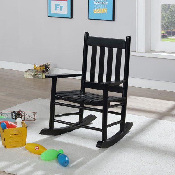 Supfirm Black Slat Back Youth Rocking Chair