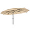 Supfirm 15x9ft Large Double-Sided Rectangular Outdoor Twin Patio Market Umbrella w/Crank-tan