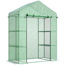 Supfirm 5' x 2.5' x 6.5' Mini Walk-in Greenhouse Kit, Portable Green House with 3 Tier Shleves, Roll-Up Door, and Weatherized PE Cover for Backyard Garden, Green